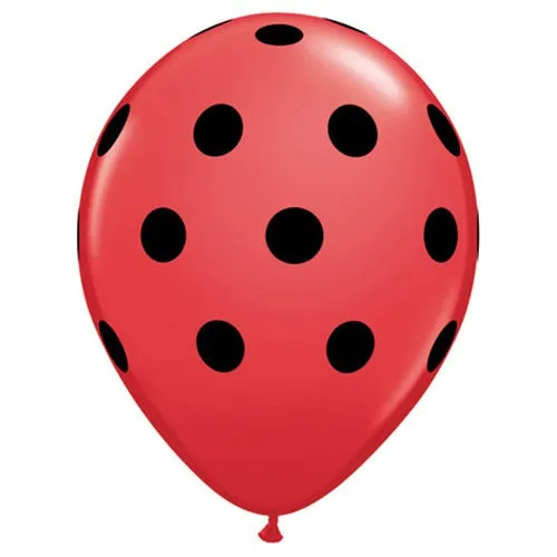 11 inch BIG POLKA DOTS - RED W/ BLACK INK