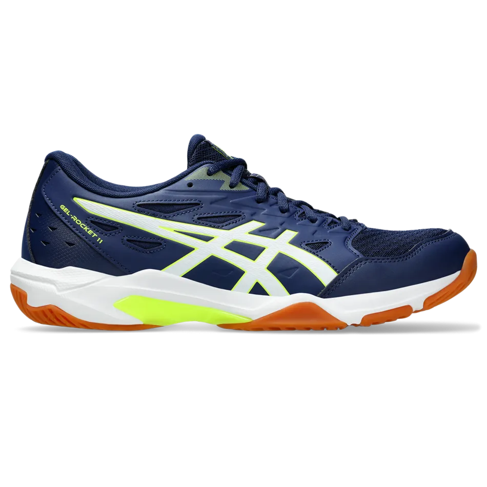 Asics Men's Gel Rocket 11 Indoor Court Shoes Blue Expanse Safety Yellow