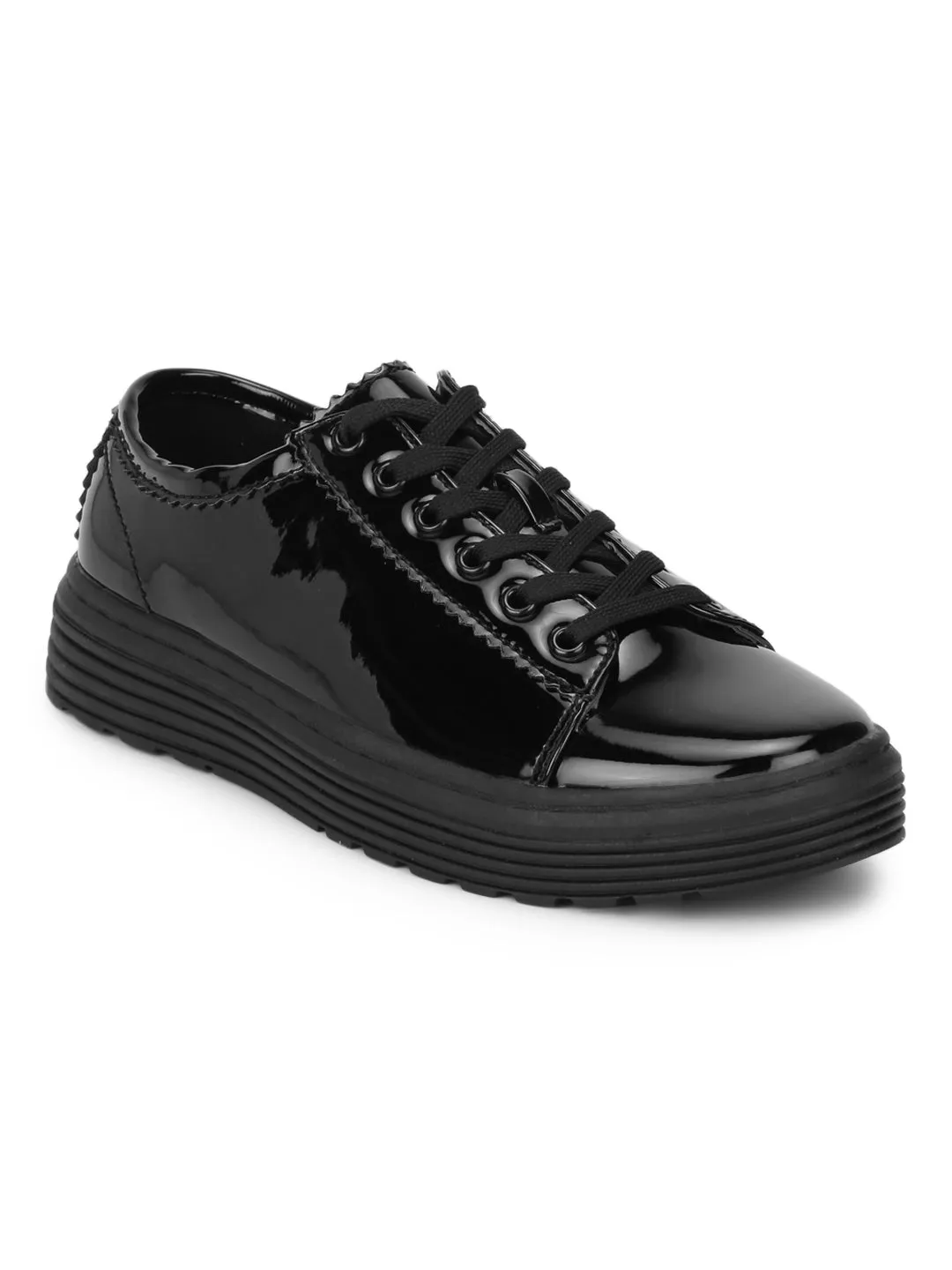 Black Patent Lace-Up Creeper Shoes