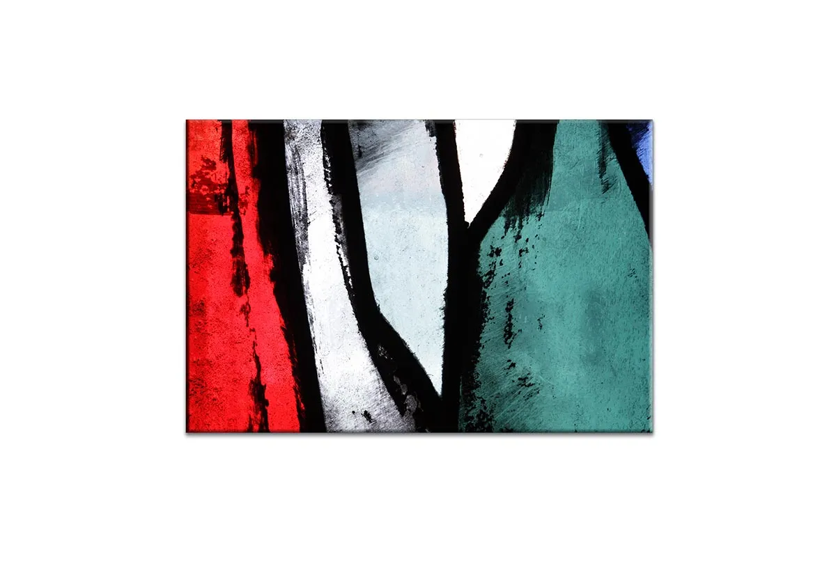 Black, Red, Green Abstract | Canvas Wall Art Print