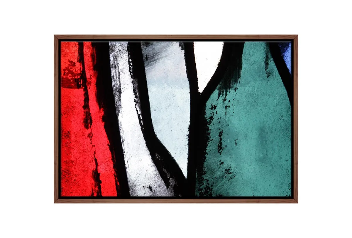 Black, Red, Green Abstract | Canvas Wall Art Print