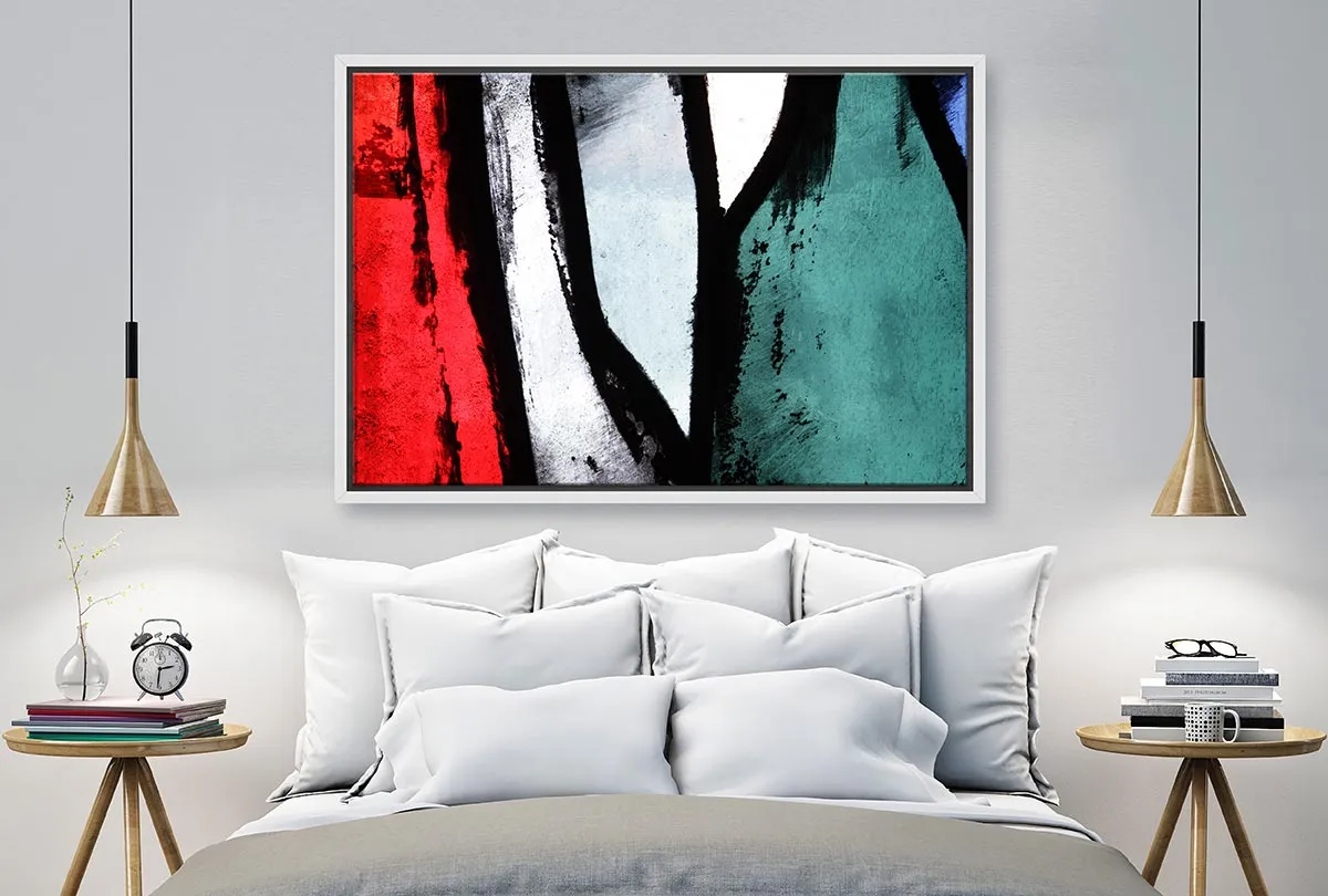 Black, Red, Green Abstract | Canvas Wall Art Print