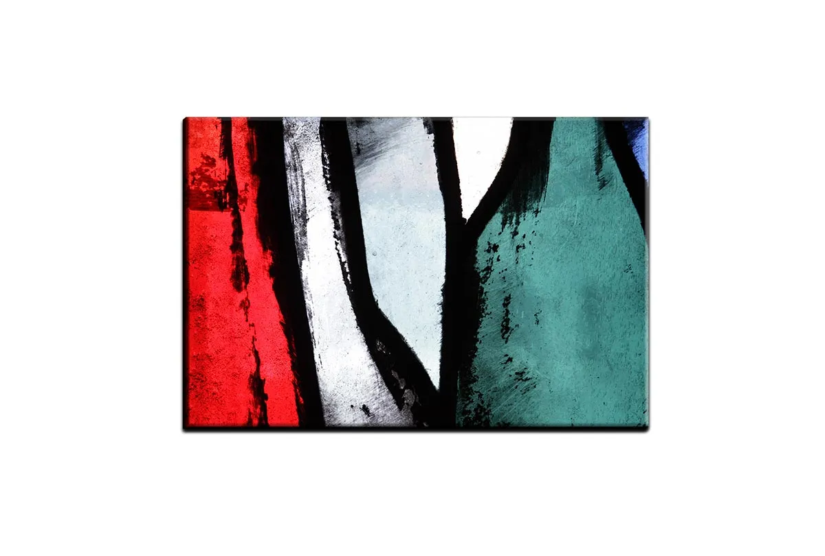 Black, Red, Green Abstract | Canvas Wall Art Print