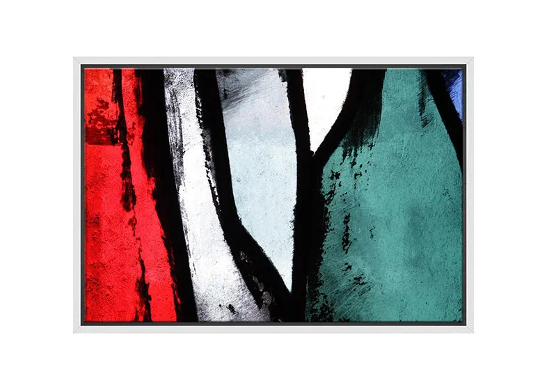 Black, Red, Green Abstract | Canvas Wall Art Print