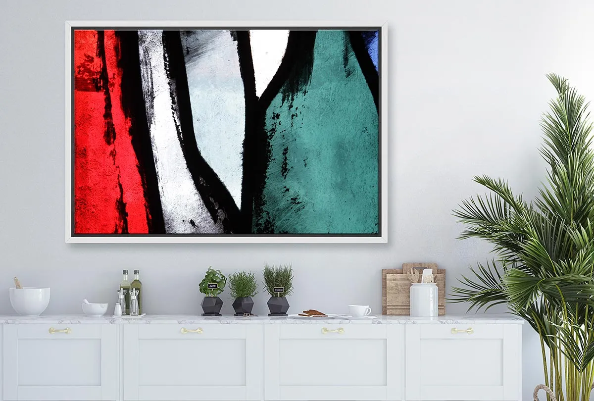 Black, Red, Green Abstract | Canvas Wall Art Print