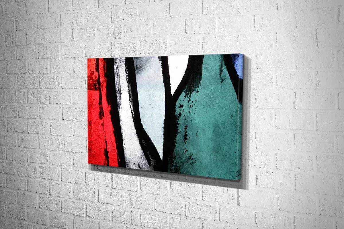 Black, Red, Green Abstract | Canvas Wall Art Print