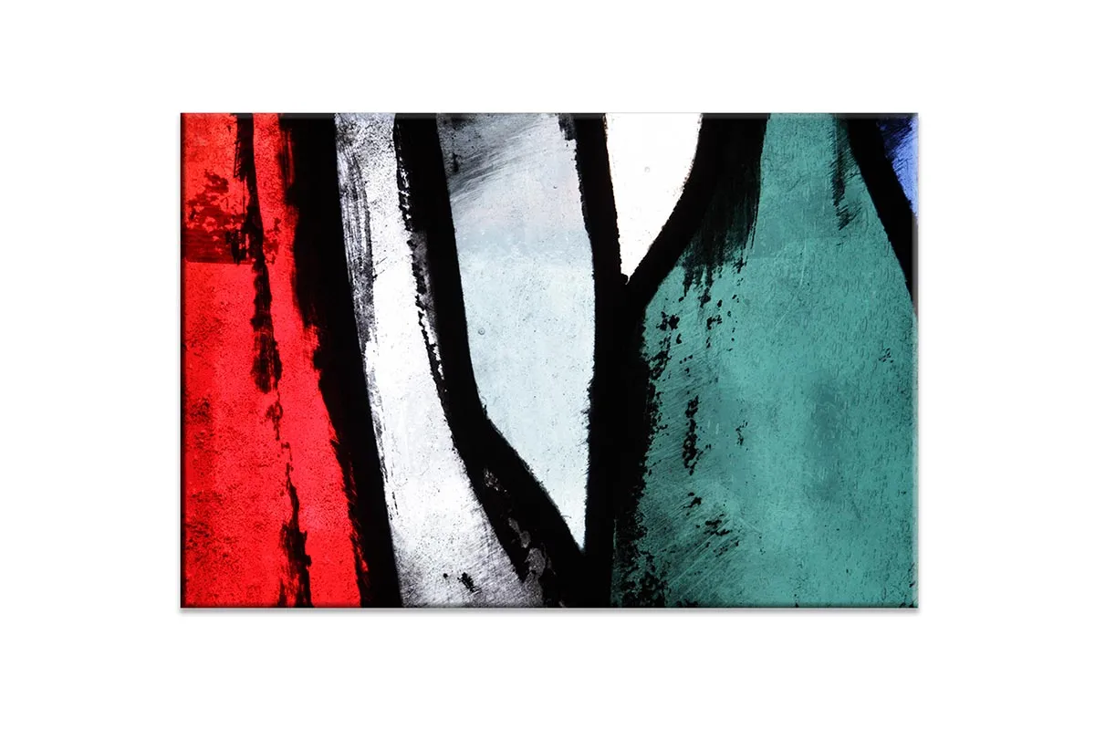 Black, Red, Green Abstract | Canvas Wall Art Print