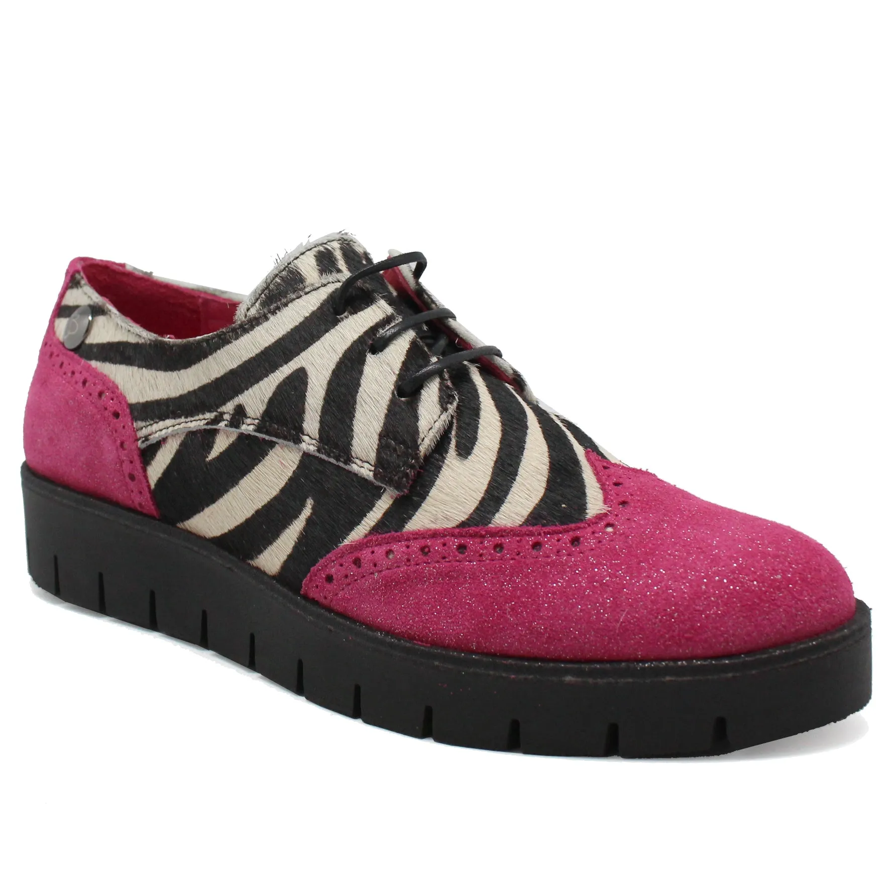 Bolt - Animal print Fuchsia lace up shoe