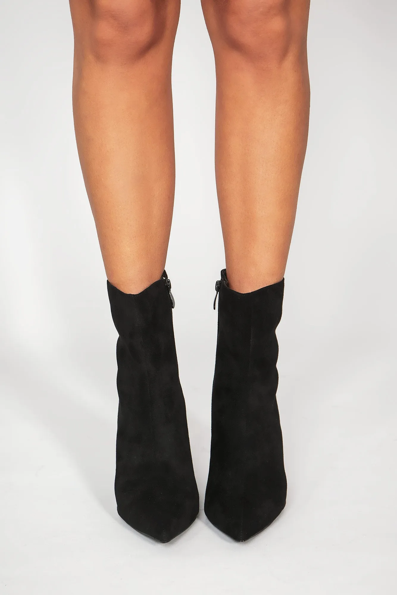 Brynn Black Suedette Ankle Boots