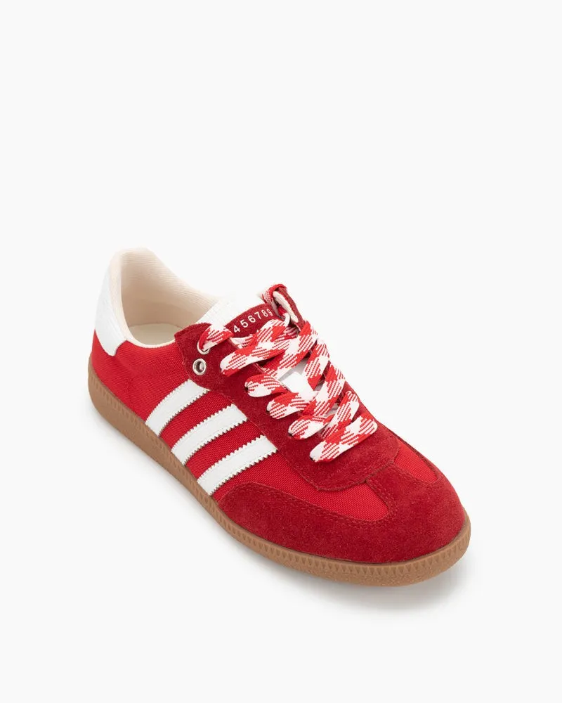 (Clean Up - US 10) Red and White Suede Leather Flat Sneakers