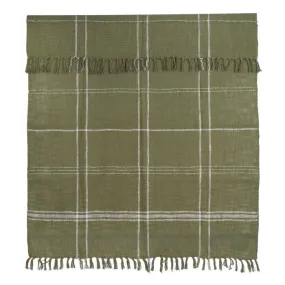 Cotton Slub Woven Throw Green