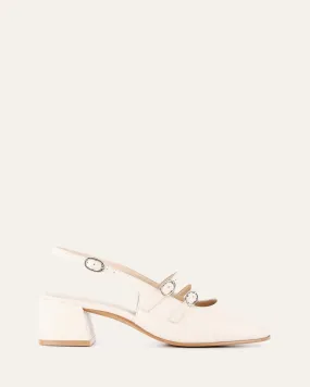 EMMY LOW HEELS OFF WHITE LEATHER