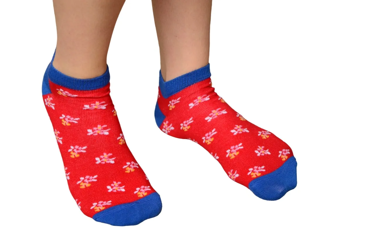 Floral Pattern Ankle Low Cut Cotton Socks