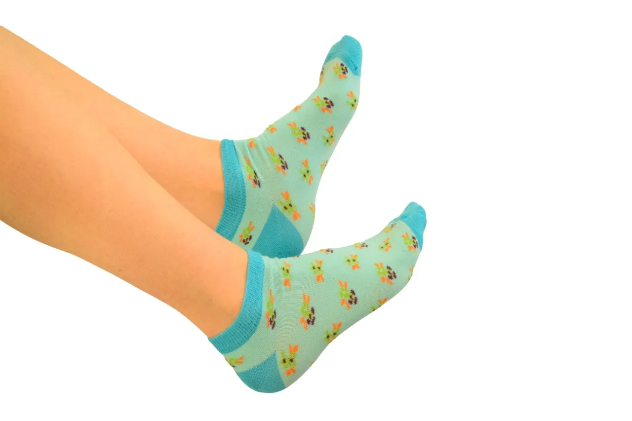 Floral Pattern Ankle Low Cut Cotton Socks