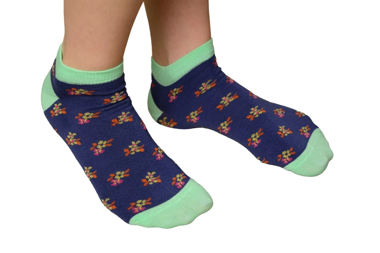 Floral Pattern Ankle Low Cut Cotton Socks