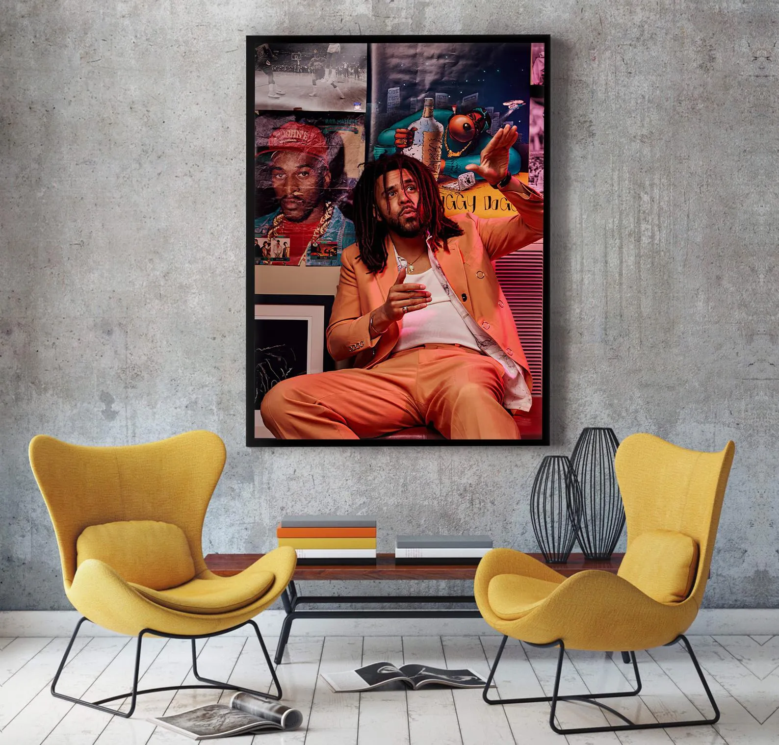 J Cole Poster, Dreamville Art, Music Poster, Hip Hop Print, Home Decor, Rapper Wall Art, Custom Poster, Canvas Poster, Rolled Canvas