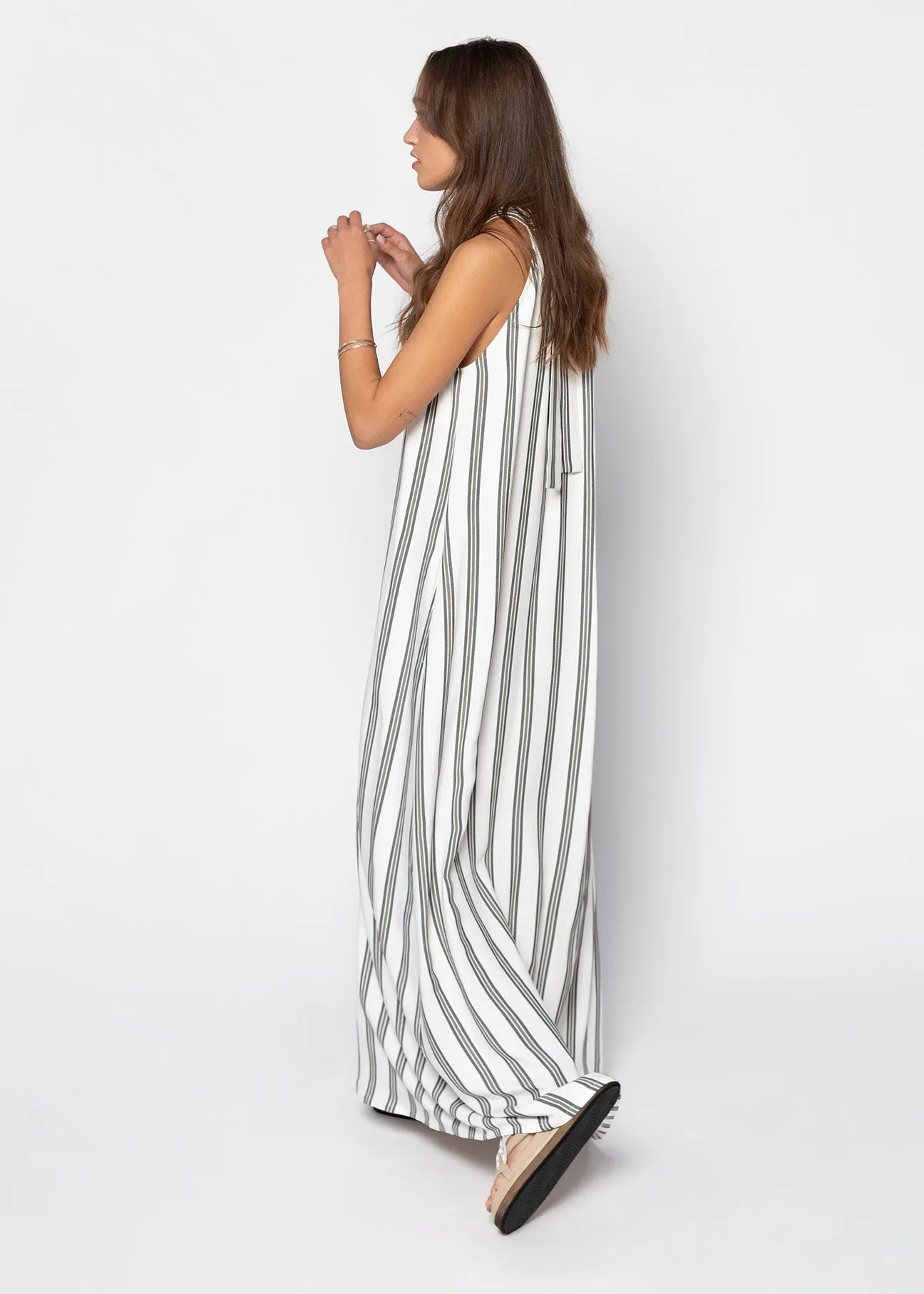 KITA Striped Maxi Dress - White