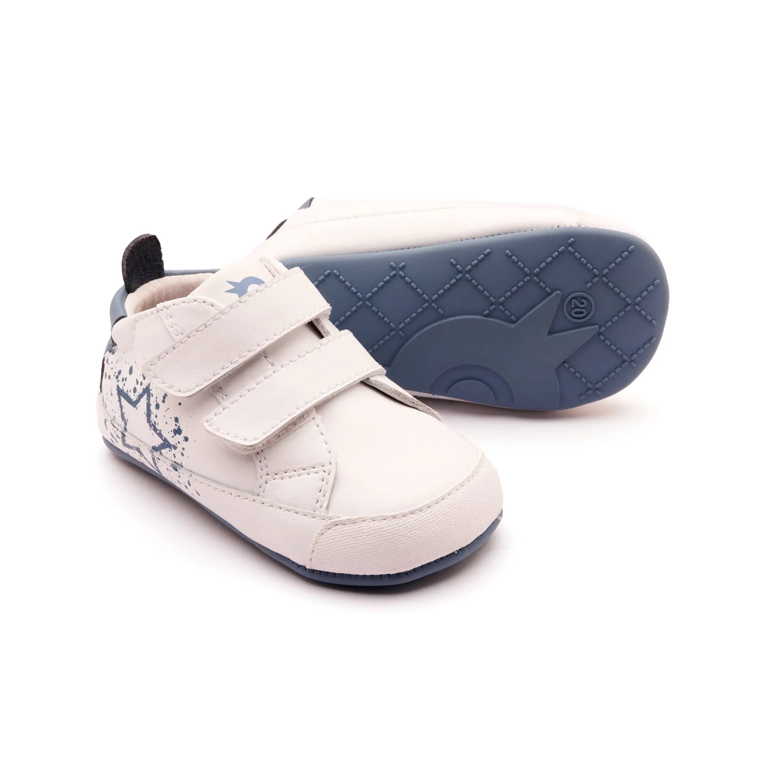 Old Soles Boy's and Girl's 0082RT Baby Splash Casual Shoes - Snow / Indigo / Indigo Sole