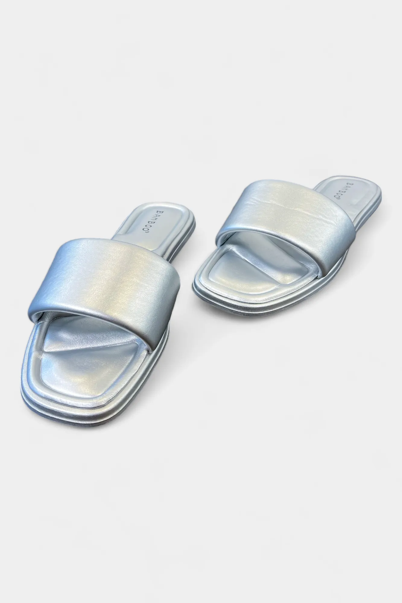 Silver Metallic Slip On Sandals