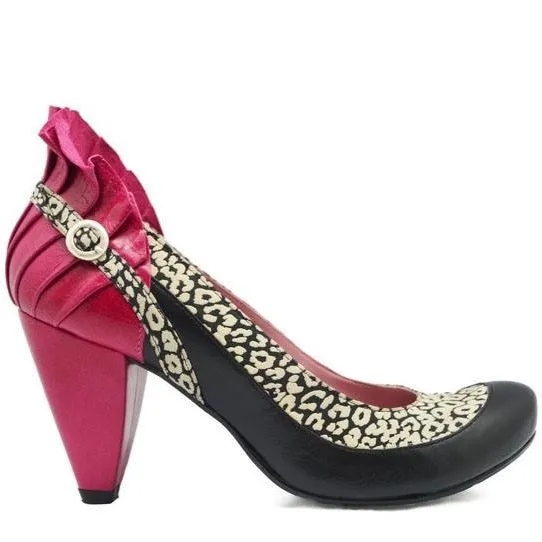 Tresor - Black/Fuchsia heel shoe- Last pair 35