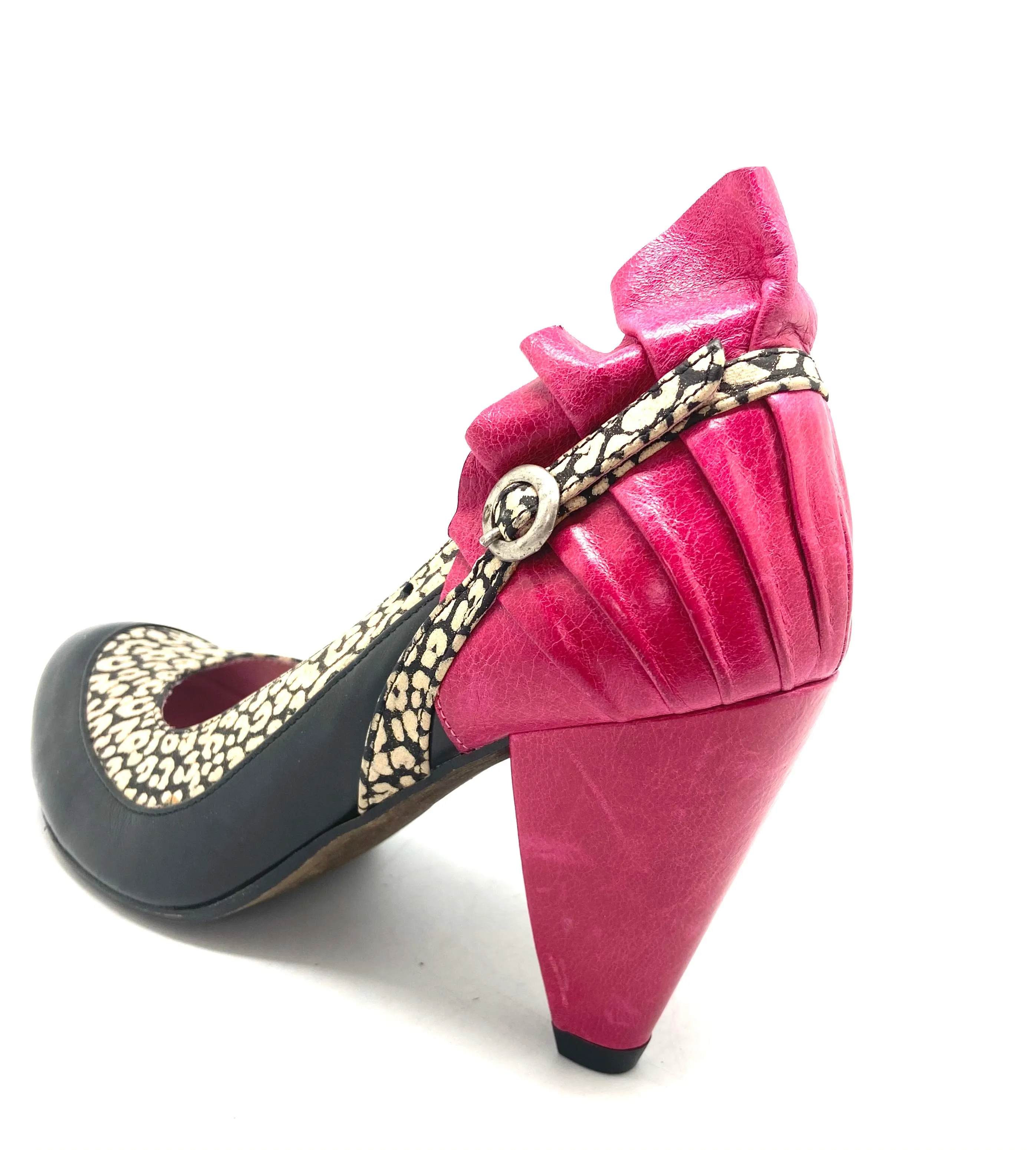 Tresor - Black/Fuchsia heel shoe- Last pair 35