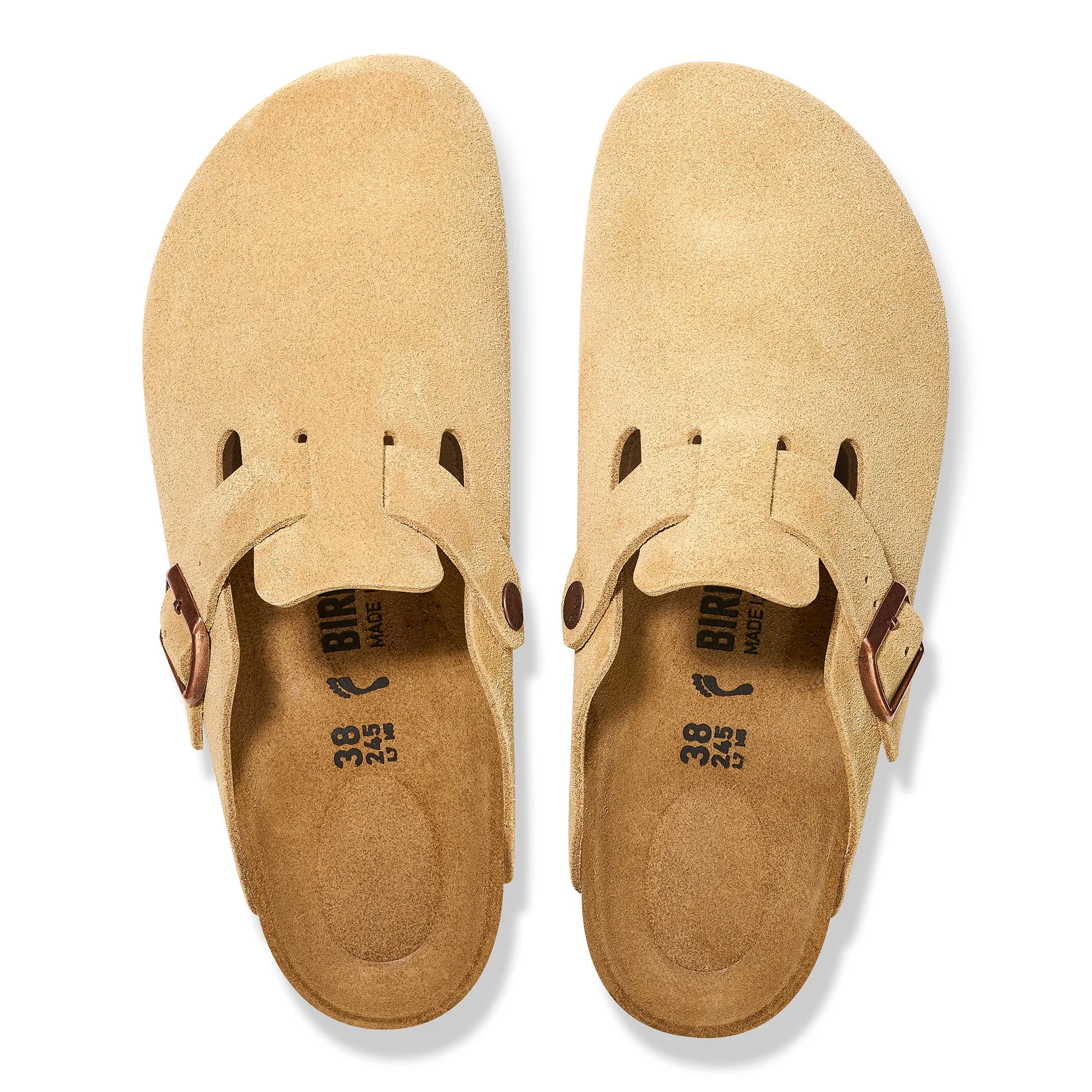 Women's Birkenstock Boston Suede Leather Color: Latte Cream